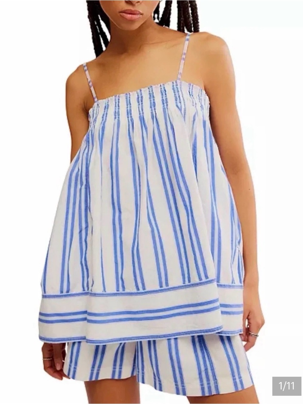 Free People Blue Striped Tunic Tank